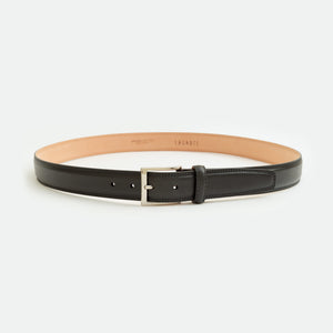 Leather belt with double stitching - Black