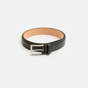 Leather belt with double stitching - Black
